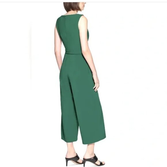 Calvin Klein Green Cropped Jumpsuit Belted Size 6 - Picture 3 of 11